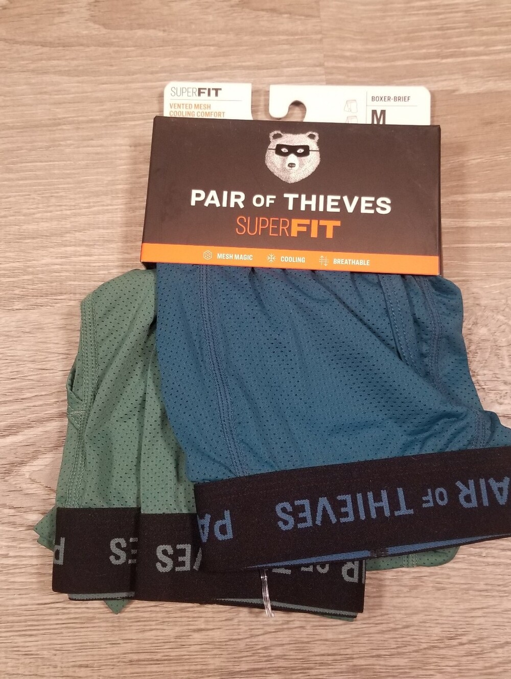 Pair Of Theives Boxer Briefs Underwear Mens Medium NWT Green Blue 2 Pack